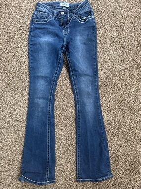 BAMBOO Women's Dark Blue Flare Jeans3